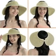 thumbnail image 3 of SUN CUBE Sun Visor Hats Women, Straw Beach Hats for Women, Wide Brim Summer Ponytail Hat, Packable Rollup Visor, Travel Foldable UV Protection Sunhat - Khaki, 3 of 8
