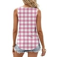 thumbnail image 3 of Womens Summer Tank Tops V-Neck Keyhole Sleeveless Plaid Print Shirt Loose Fit Basic Business Casual Summer Camisole, 3 of 5