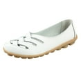thumbnail image 4 of Modisza Women's Retro Loafers Braided Leather Slip on Flat Loafer Ladies Comfortable Walking Dressy Shoes with Ankle Strap White 8.5, 4 of 5
