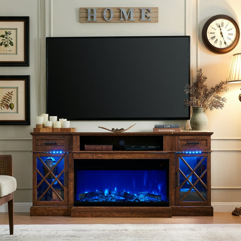 OKD Highboy Center, Electric Fireplace, Fits TVs up to 80