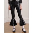 thumbnail image 5 of Alvivi Kids Girls Metallic Jazz Latin Dance Flare Pants Ruffle Stretchy Bell Bottom 6-14 Black 16, 5 of 6