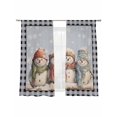 thumbnail image 7 of Christmas Cartoon Sheer Curtains 63 inches Long 2 Panels Set Snowman Black Plaid Tiers Sheers Rod Pocket Small Window Short Curtains for Kitchen Cafe, Each 52" W x 63" L, 7 of 7