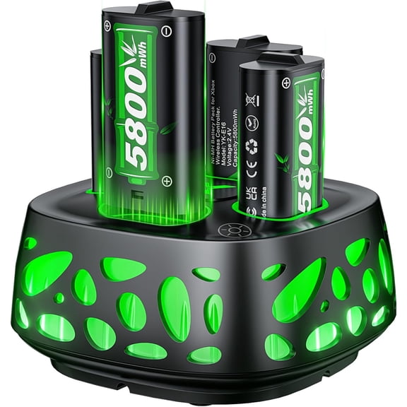 Rechargeable Battery Pack for Xbox with Charger, 4x5800mWh Fast Charging Rechargeable Battery Packs for Xbox Controller Batteries for XboxOne Series X|S,One S/X,Xbox one Cases and Storage Sets