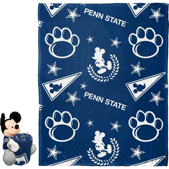 OFFICIAL NCAA Penn State & Disney's Mickey Mouse Character Hugger Pillow & Silk Touch Throw Set