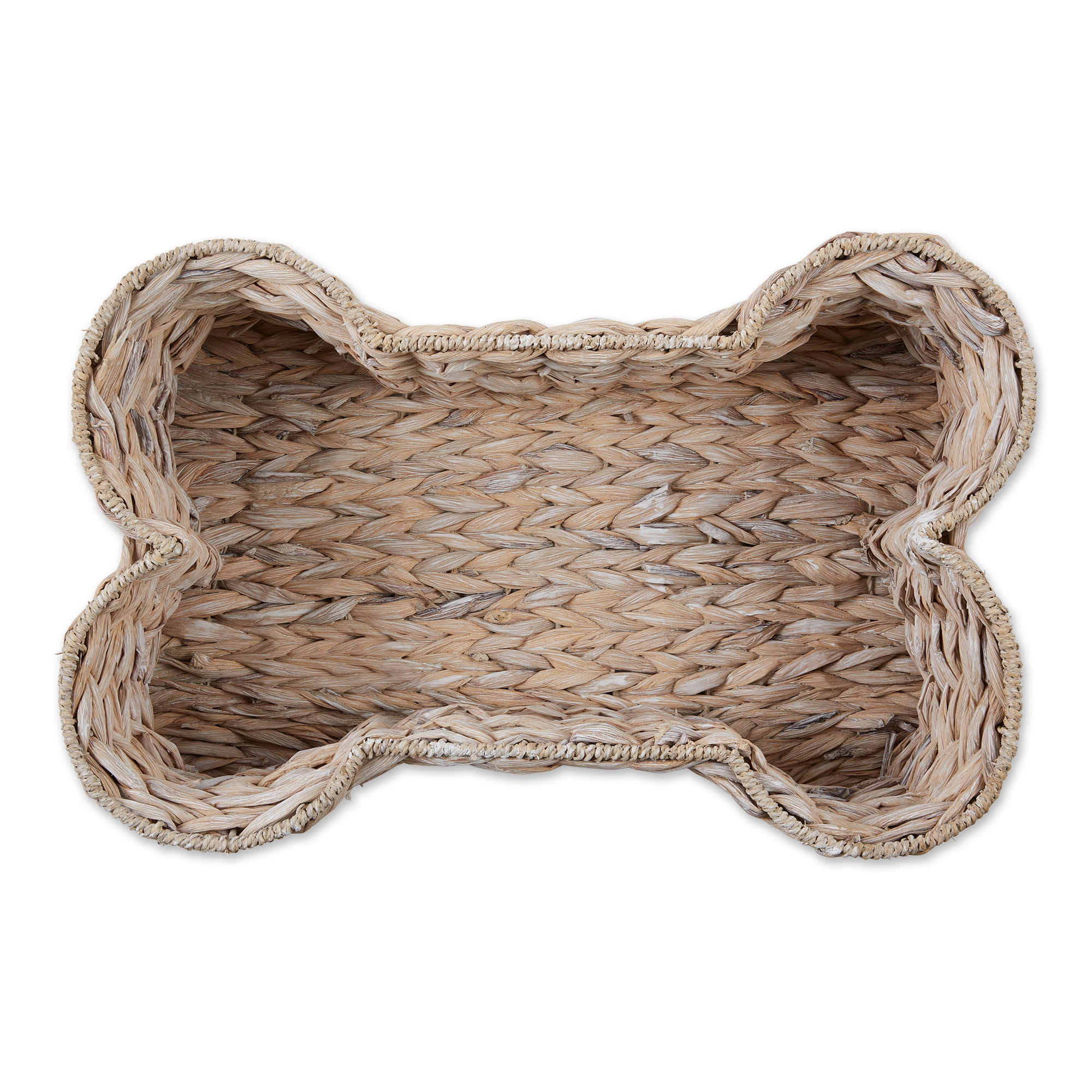 Bone Dry Pet Storage, Bone Shape Hyacinth Toy Basket, White Wash, Small