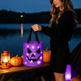thumbnail image 4 of PYURTEP Halloween Pumpkin Basket, Light‑Up Candy Tote, Trick‑or‑Treat Bucket with Handle, Reusable Goodie Bag for Halloween Party Favors, 4 of 6