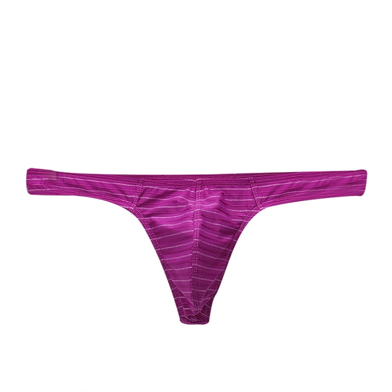 EHTMSAK G-String for Men Low Rise T-Back Thongs Sexy Solid Pouch Underwear  Underpants Purple XL 