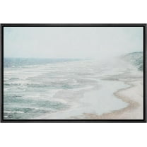 PixonSign Framed Canvas Print Wall Art Misty Fog Coastal Beach Shore Nature Wilderness Illustrations Fine Art Decorative Farmhouse/Country Relax/Calm/Cozy Multicolor Zen for Bedroom - 24"x36" Black