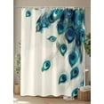thumbnail image 4 of Shower Curtain Peacock Feather Shower Curtains for Bathroom, Waterproof Polyester Shower Curtain Set with Hooks, Standard Size 72" x 72" Teal, 4 of 6