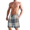 thumbnail image 2 of Dailycode Men's Quick Dry Swim Trunks Beach Shorts Casual Summer Board Shorts with Pockets, Navy and White Plaid, 2 of 8