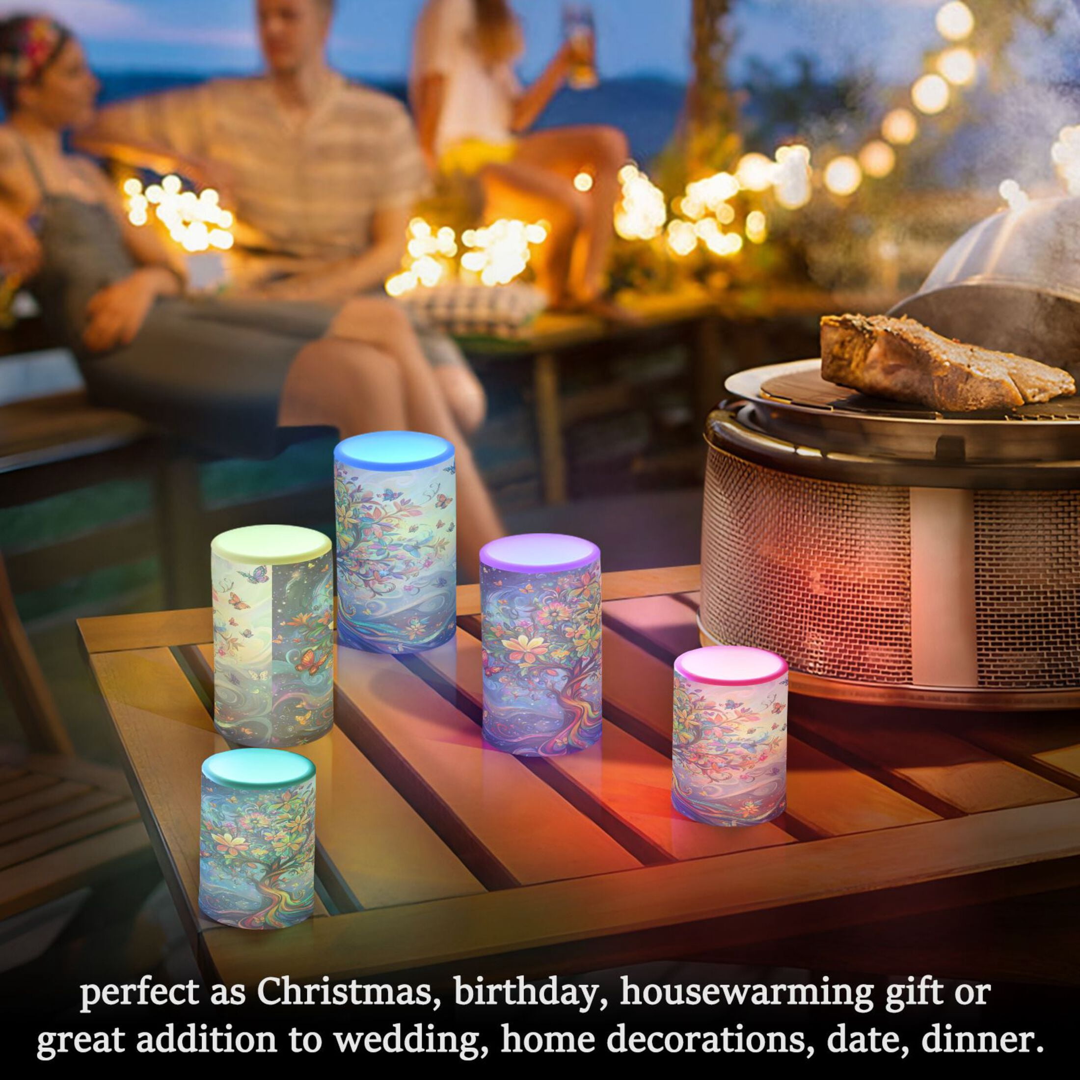2 PCS Flameless Candles with Remote Timer LED Battery Operated Flickering Candle Light for Wedding Table Home Decoration Gifts A Whimsical Tree