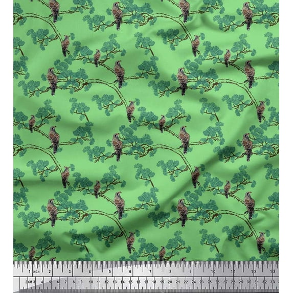 Soimoi Cotton Duck Fabric Branches,Floral & Eagle Bird Fabric Prints by Yard 42 Inch Wide
