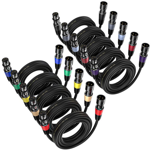 Cables XLR EBXYA de 3 m, 10 paquetes, cable DMX balanceado de primera calidad