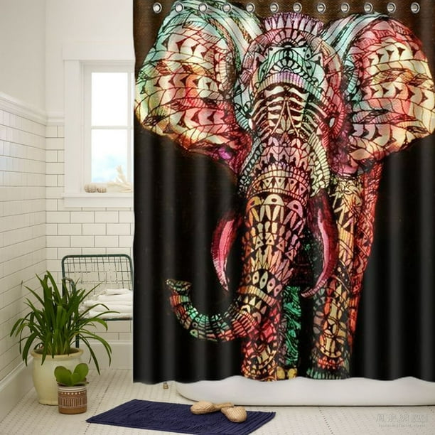65 X71 60 Elephant Pea Shower, Elephant Shower Curtain Setup