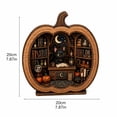 thumbnail image 2 of THOPBPRK Creative Wooden Bookends with 3D Miniature Pumpkin Witch Scene, Decorative Book Shelf Decor, Unique Halloween for Library and Home Study Organization, 2 of 7