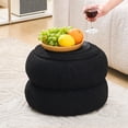 thumbnail image 5 of Tcbosik Round Ottoman with Storage, 15 inch Upholstered Teddy Velvet Footstool with Tray Lid for Living Room, Bedroom, Space Saving, Black, 5 of 7