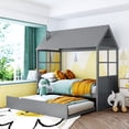 thumbnail image 2 of CLEARANCE! Twin Size Wood House Bed With Twin Size Trundle, Wooden Daybed, Gray, 2 of 10