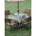 thumbnail image 4 of Outdoor Tablecloth with Umbrella Hole for Patio/Picnic/Party/Camping, Mountain Peak Waterproof Table Cloth Square Cover Washable, Blue Beige Mist Zen Modern Nature Fantasy (54"x 54"), 4 of 9