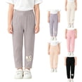thumbnail image 2 of EnJoCho Toddler Girls Leggings Ribbed Elastic Waist Cute Bow Stretchy Slim Trousers Suitable For Dance Sports Preppy Style School Unifor𝗆 Indoor Casual Bottoms, 2 of 5