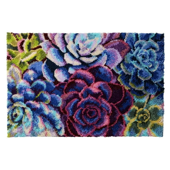 Latch Hook Rug Kits for Adults ,Color Splash Succulents rug making kit for adults Crocheting Carpet Rug Yarn Sofa Cushion Mat Tapestry DIY Carpet Arts Crafts 50 × 38cm / 19.7 * 15.0 i
