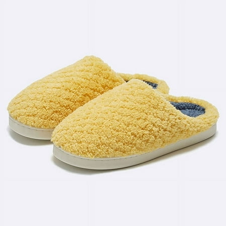

CoCopeanut Warm Winter Women Slippers Indoor Thick Sole Men House Shoes Plush Couple Solid Color Plush Slipper Anti-Slip Home Slides Shoes