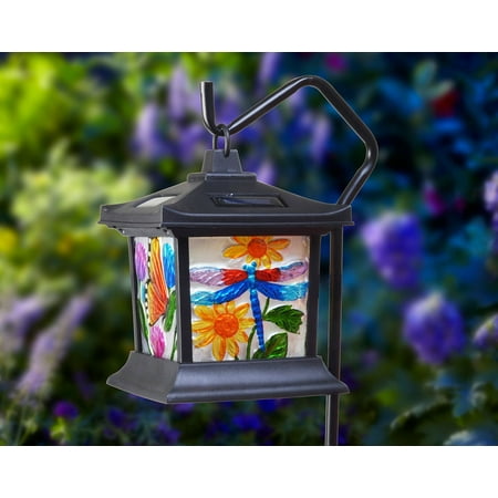 Moonrays 92276 Solar Powered LED Floral Stained Glass Light
