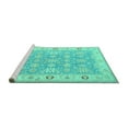 thumbnail image 2 of Ahgly Company Machine Washable Indoor Square Persian Turquoise Blue Traditional Area Rugs, 4' Square, 2 of 4