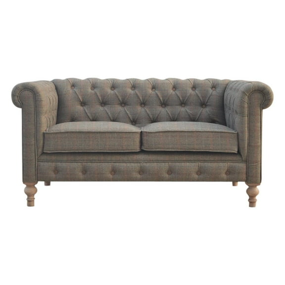 Lesuto Multi Tweed 2 Seat Chesterfield - Nordic Style, Wood, 0 Drawers