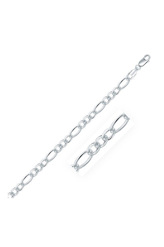 ARAIYA JEWELRY 925 Sterling Silver 5.59 mm Rhodium Plated Figaro Chain 20'' for Women or Men
