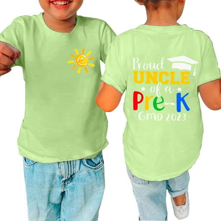 

Holloyiver Toddler Baby Boys Girl Summer Short Sleeve Proud Uncle Of A Pre-K Grad 2023 - Baby Boys Girl Comfy T Shirt Round Cotton Neck Shirts Letter Print Tops 3T-14T