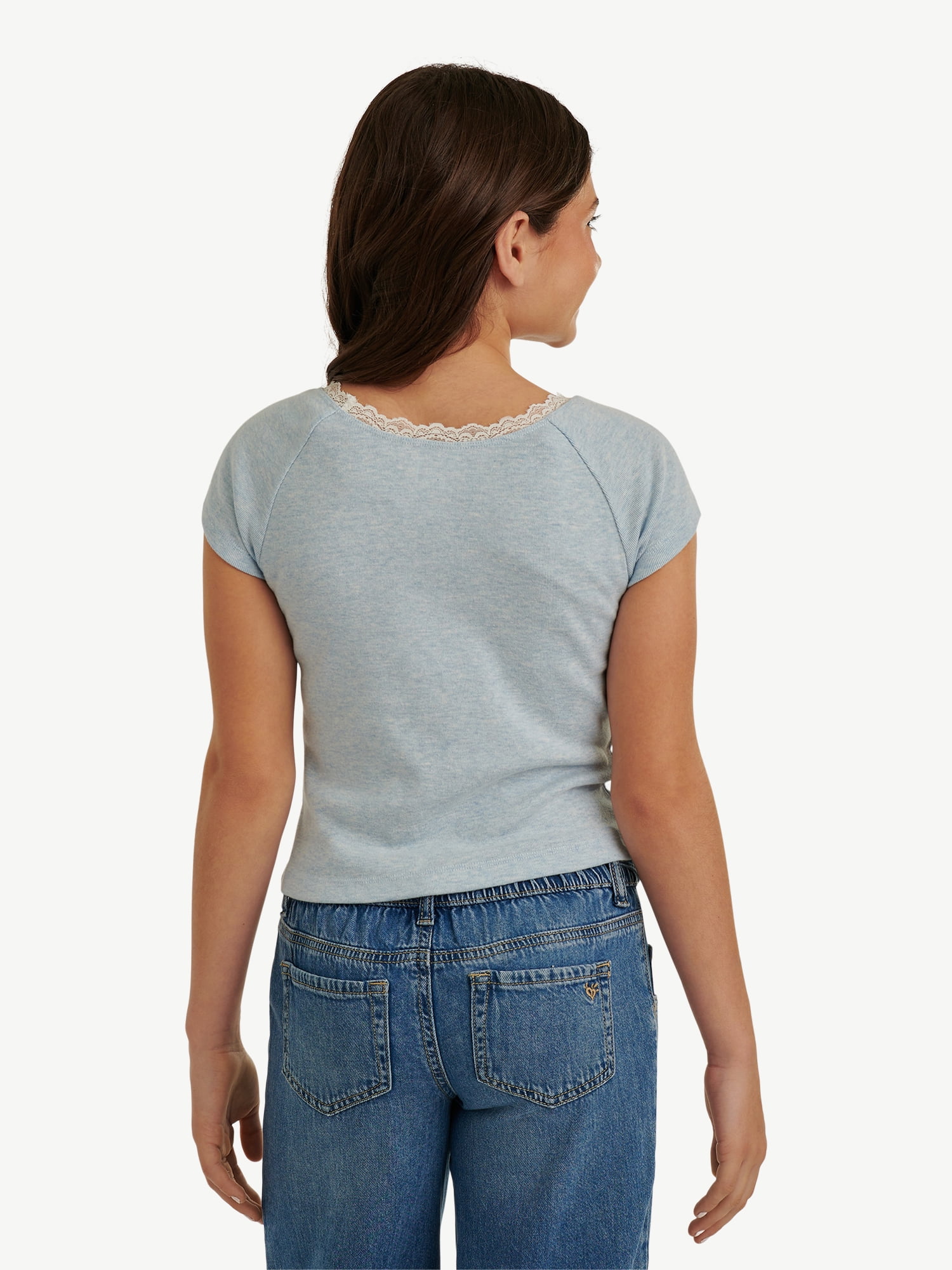 Justice Girl's Lace Trim Graphic Tee, Sizes XS - XLP