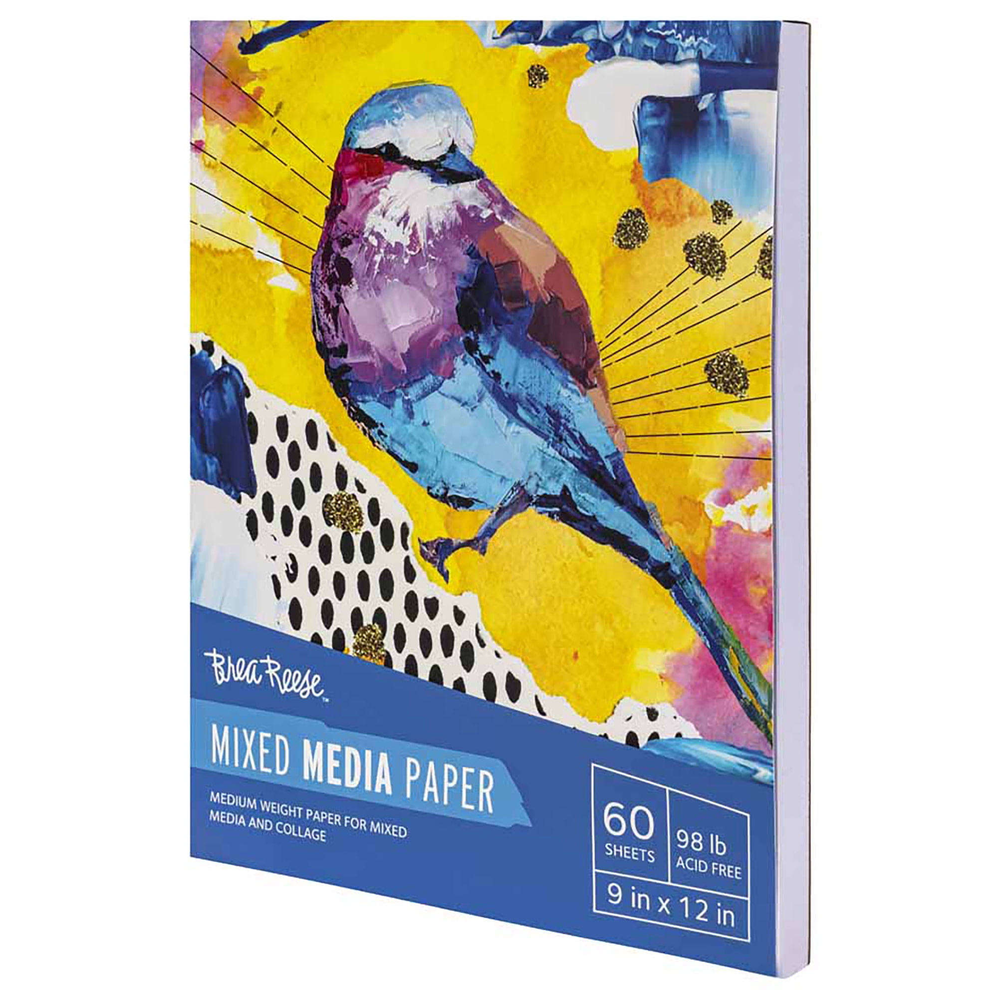 Brea Reese: Mixed Media Paper Pad 60 Sheets - 9x12" - 98 lb, Acid-Free, Layering & Collaging, Durable & Perfect for All Mediums, Adult Art Supplies
