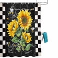 thumbnail image 2 of Shower Curtain for Bathroom Farm Sunflower Leaves Plant Waterproof Bath Curtains Shower Curtains with Hooks,Black and White Checker Bathroom Curtain Privacy Drapes for Bathtubs Toilet 72x72in, 2 of 9