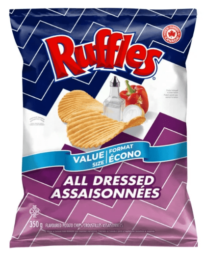 Ruffles All Dressed Flavored Potato Chips, 380g (3 Pack)