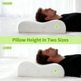 thumbnail image 2 of Sleepwello Ergonomic Contour Memory Foam Pillow for Neck Pain Relief, Cooling Tencel Cover, Dual Height Cervical Support, Queen 24"x16", 2 of 13