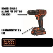 BLACK+DECKER 20V Cordless 3/8 in Drill Driver, 1.5Ah, Battery and Charger Included