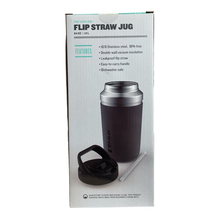 Stanley Go IceFlow Flip Straw Leakproof Jug, 64oz, White/Gray