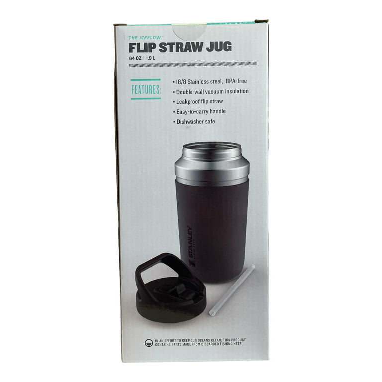Stanley Go IceFlow Flip Straw Leakproof Jug, 64oz, White/Gray Polar 