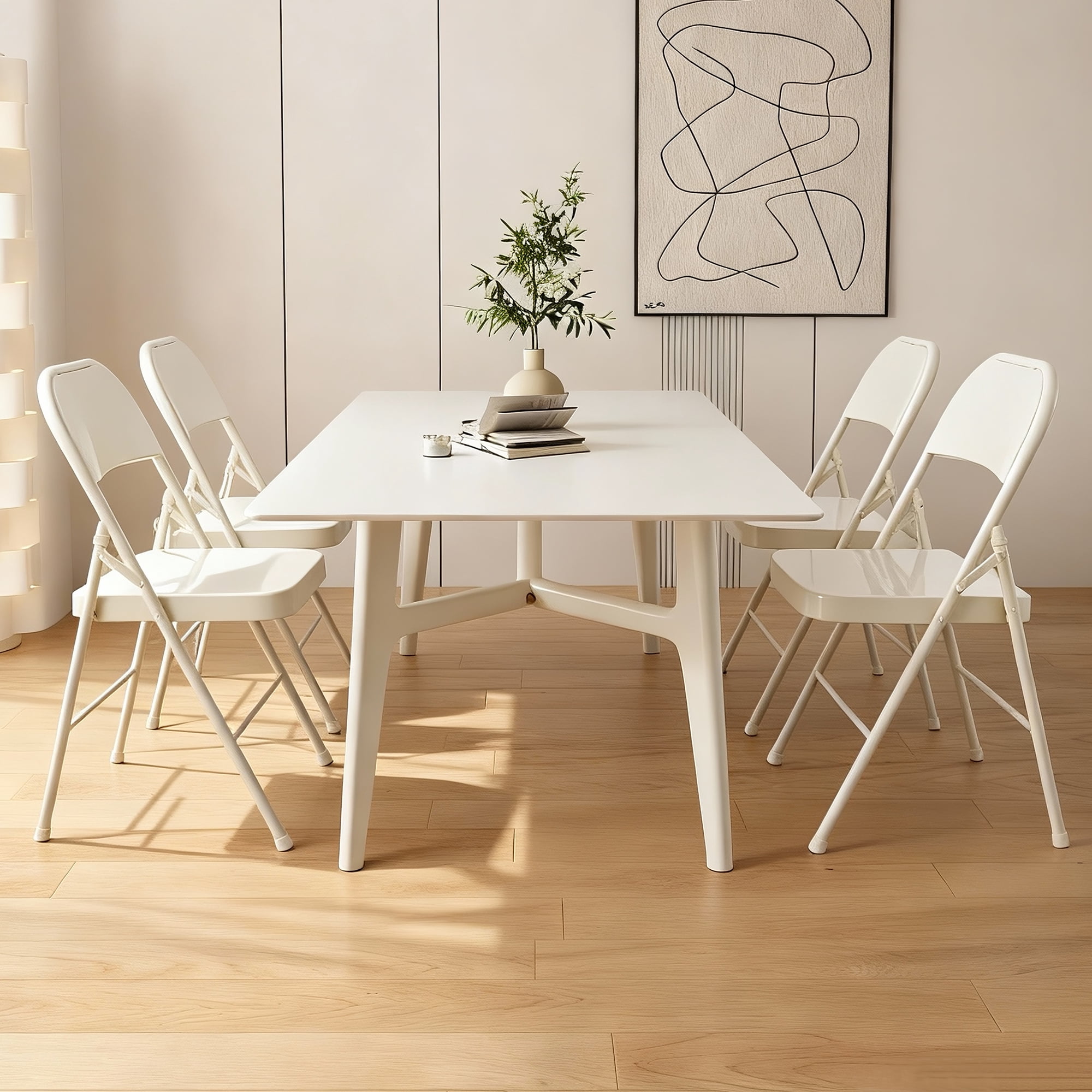 (6 pack) Mainstays Metal Folding Chair, Cream