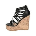 thumbnail image 4 of Strappy Platform Wedge Sandal - Faux Cork Wedge Heel - Caged Platform Wedge - HK03 By Mark Maddux, 4 of 5