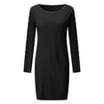 thumbnail image 4 of Babysbule New Dresses for Women Women Sexy Fashion Pullover Round Neck Solid Color Long Sleeve Sheath Slim Mini Dress, 4 of 5