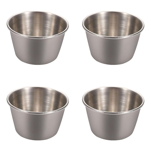 4-Pack 304 Stainless Steel Condiment Cups – Small Butter & Dipping Sauce Ramekins for Kitchen & Table (Stainless Steel)