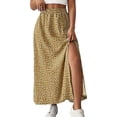 thumbnail image 2 of Qulqfy Womens Summer Maxi A-Line Long Skirts Cute Boho Flowy Elastic High Waist Khaki Skirts for Women L, 2 of 6