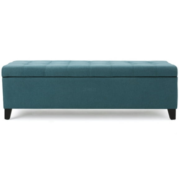 JERFIT Teal Fabric Storage Ottoman Bench with Lift Top Lid, Multi-Functional Foot Rest, Coffee Table, and Organizer for Living Room, Bedroom, Entryway