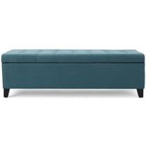 JERFIT Teal Fabric Storage Ottoman Bench with Lift Top Lid, Multi-Functional Foot Rest, Coffee Table, and Organizer for Living Room, Bedroom, Entryway