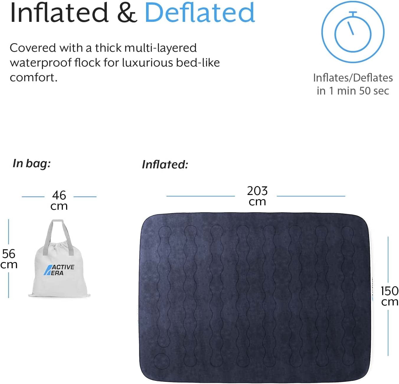 Active Era Luxury Camping Air Mattress with Built in Pump - Queen Air Mattress with USB Rechargeable Pump, Integrated Pillow, Travel Bag - 9" Air Mattress for Tent Camping