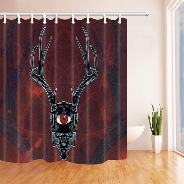 ARTJIA Antlers Decor Deer Illustration Elk Skeleton Polyester Fabric 