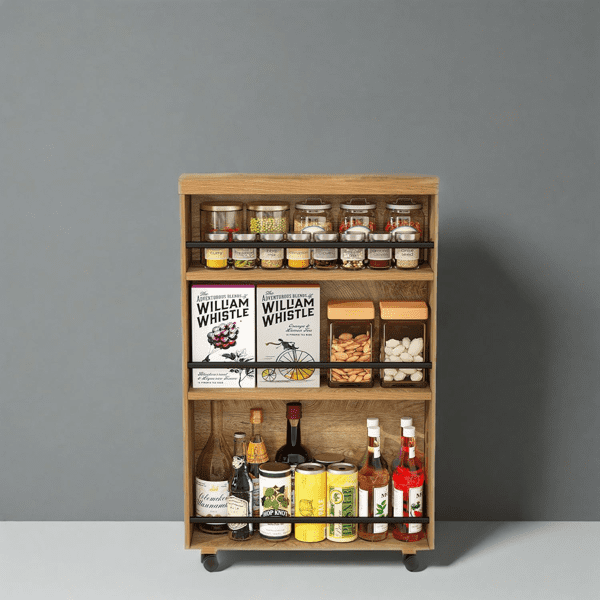 Slim Rolling Storage Cart - 6.3" Width, 3-Tier Shelves with Lockable Casters, 25lbs/Shelf Capacity - for Narrow Spaces in Kitchen, Laundry & Bathroom