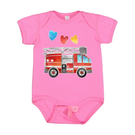

Inktastic Valentine s Day Fire Truck with Hearts Boys or Girls Baby Bodysuit