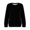 thumbnail image 4 of Sweatshirt for Women Comdrip Women's Solid Color Long Sleeve Hoodie with Printed Top Casual Pullover Sweatshirts for Women Trendy Black 2XL, 4 of 5